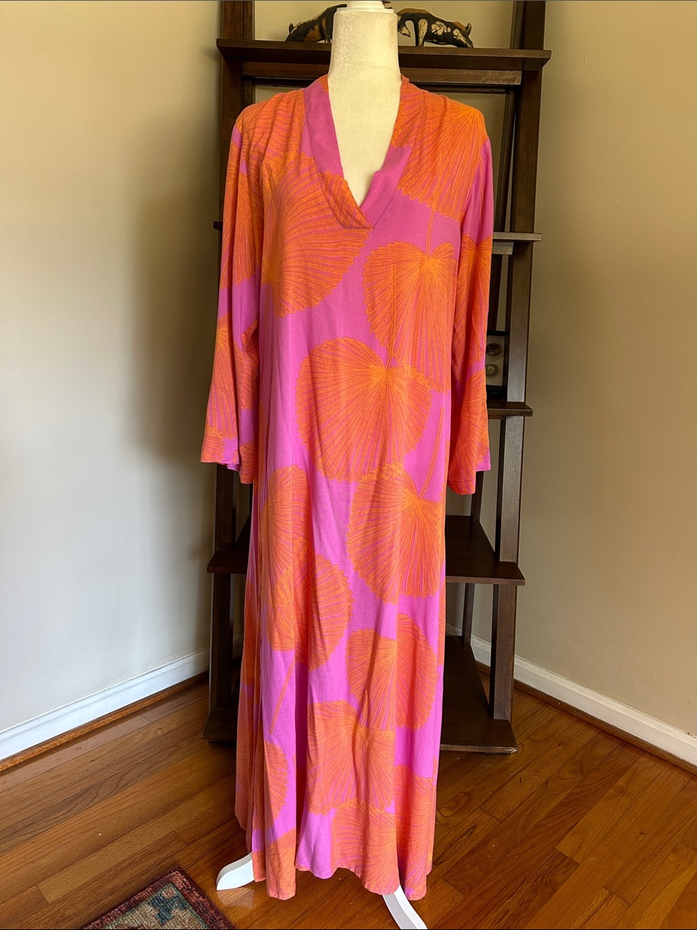 Walker & Wade Vibrant Magenta and Coral Maxi Exuma Kaftan